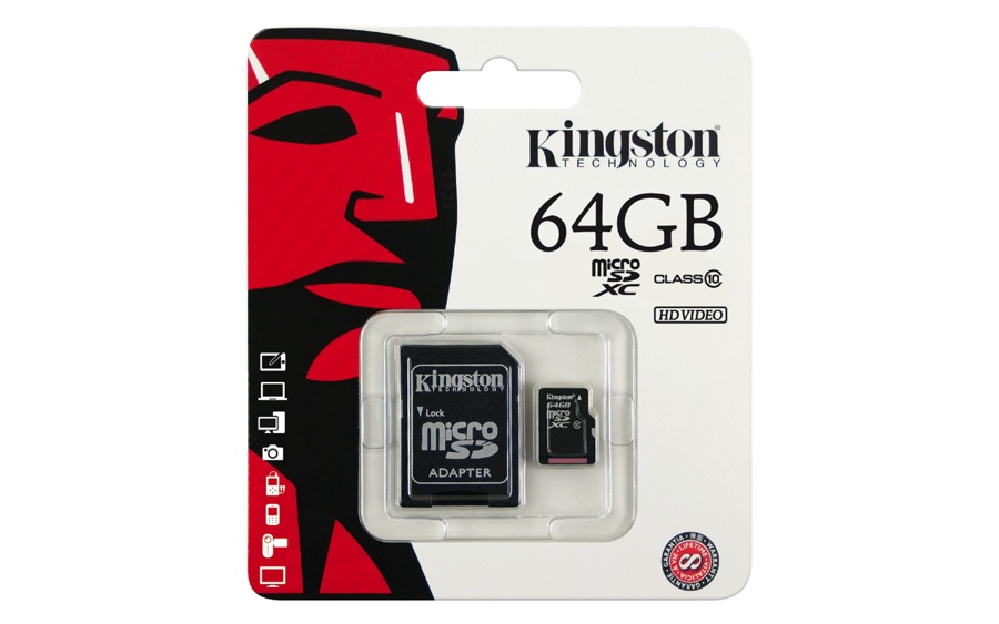 זיכרון למצלמה/טלפון Kingston Micro SD 64GB class 10