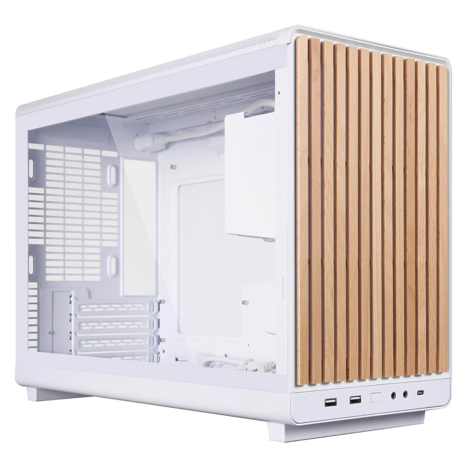 Lian-Li A3 Wood and Glass Edition White ,Tool-free, NO PSU , 3USB2/3.0, Audio & speaker