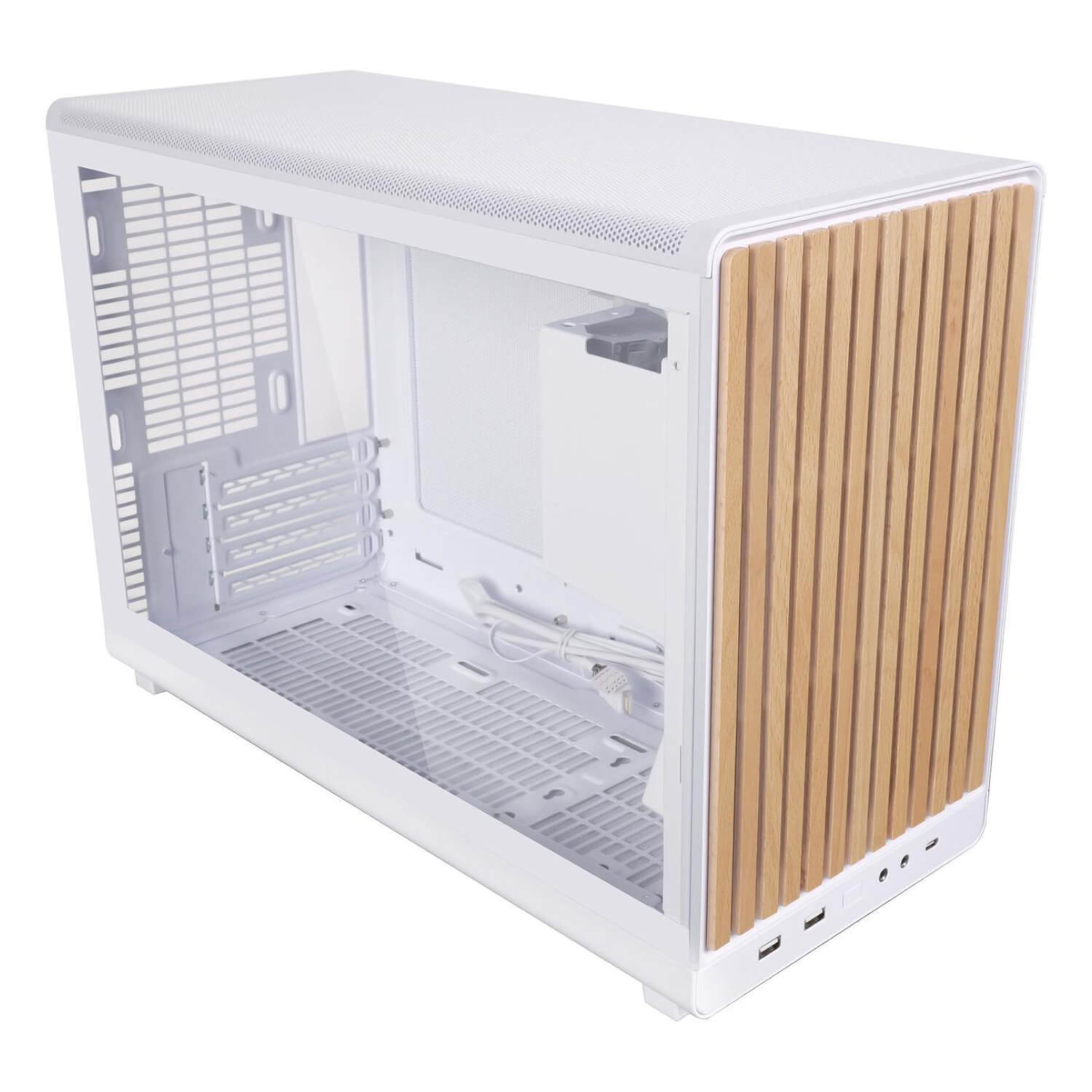 Lian-Li A3 Wood and Glass Edition White ,Tool-free, NO PSU , 3USB2/3.0, Audio & speaker