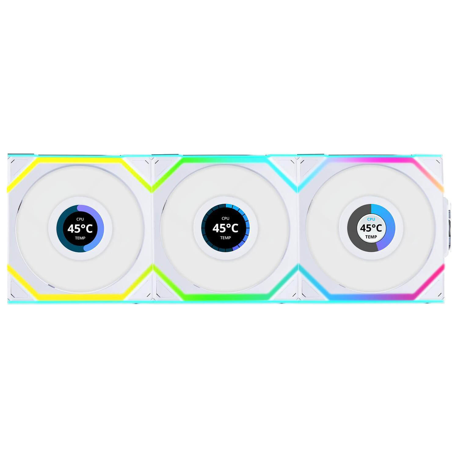 3 מאוררים לבנים למארז Lian-Li UNI SL Wireless LCD 120mm White 3xFans And Conntroller