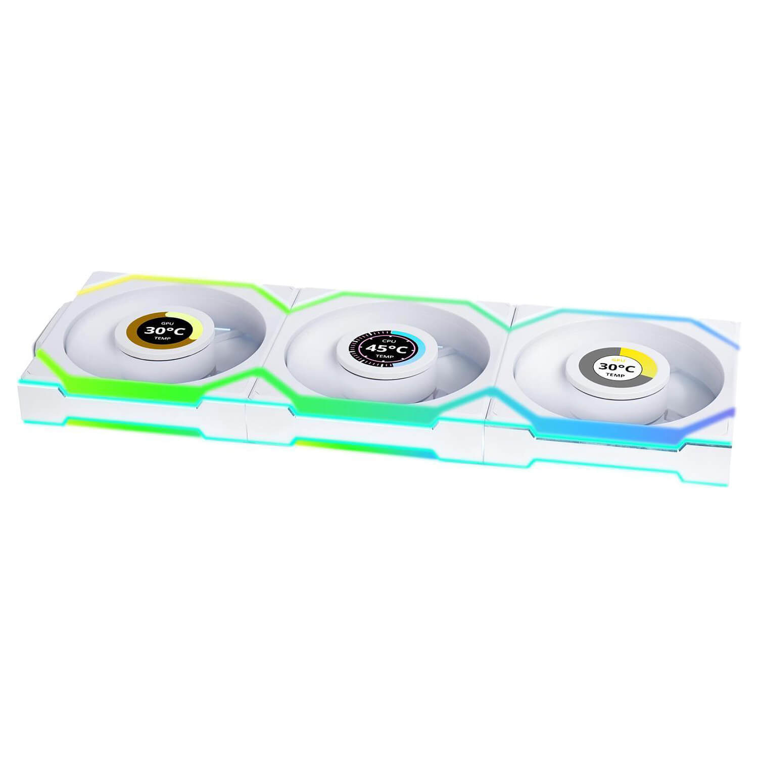 3 מאוררים לבנים למארז Lian-Li UNI SL Wireless LCD 120mm White 3xFans And Conntroller
