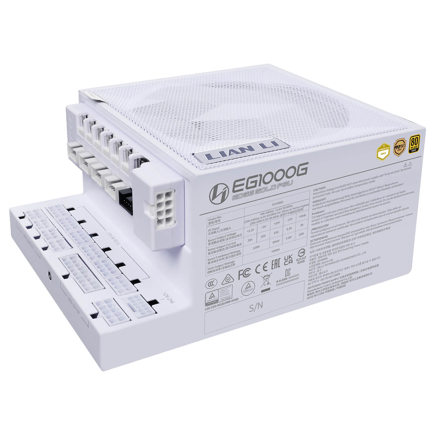 ספק כוח Lian-Li™ Power Supply EDGE 1000W Gold White GOLD 80+ ACTIVE PFC,SATA