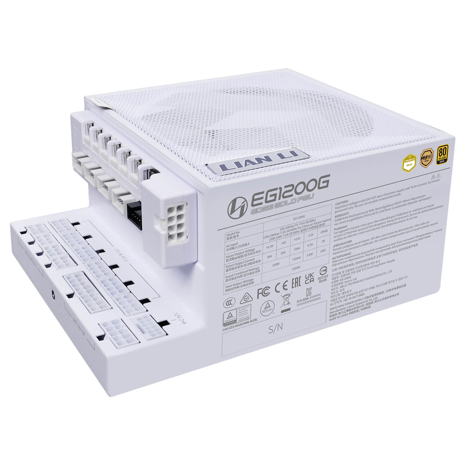 ספק כוח Lian-Li™ Power Supply EDGE 1200W Gold White GOLD 80+ ACTIVE PFC,SATA