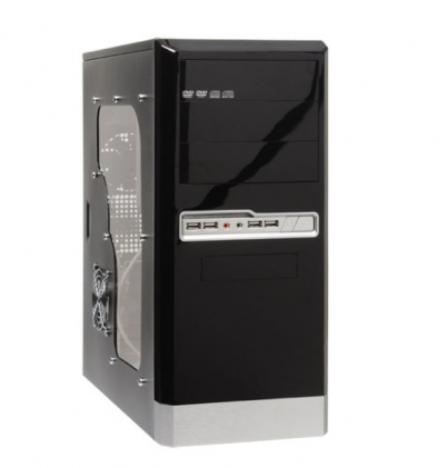 LINKWORLD 81712+ WINDOW 520W + 24pin, 80mm Fan, 4USB2.0 SILVER/BLACK