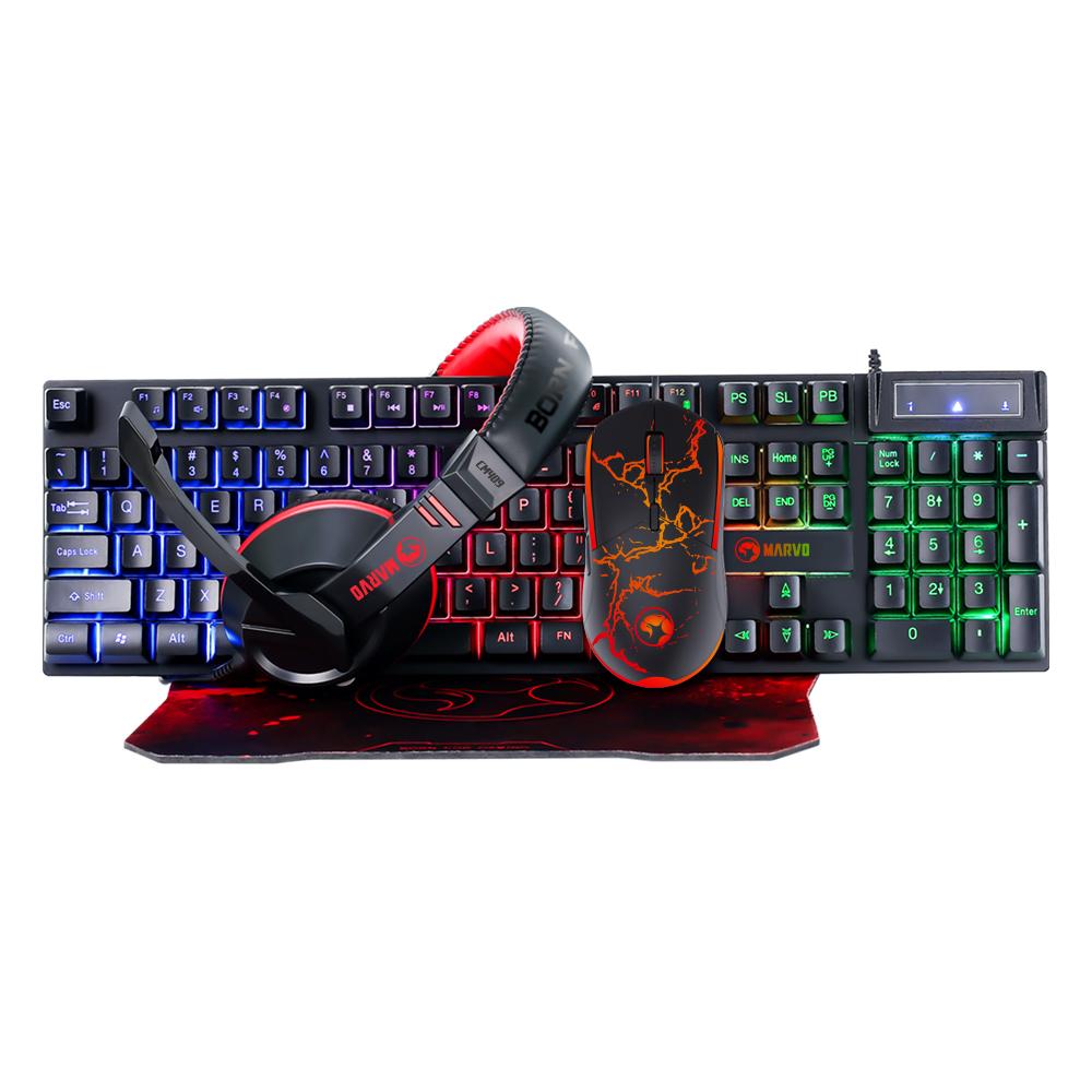 סט MARVO CM409 4-in-1 Advanced Gaming Combo Keyboard + Mouse + Headset +Mousepad, USB