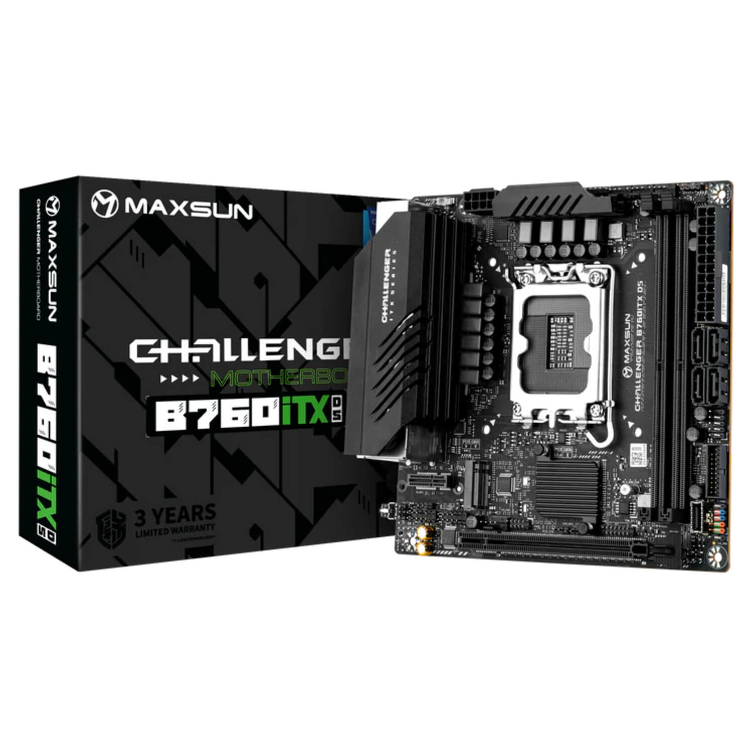 MAXSUN CHALLENGER B760ITX D5 WIFI DDR5 ,2DualDDR5 4800MHZ ,8CH ,2.5GB+1GB ,HDMI S1700