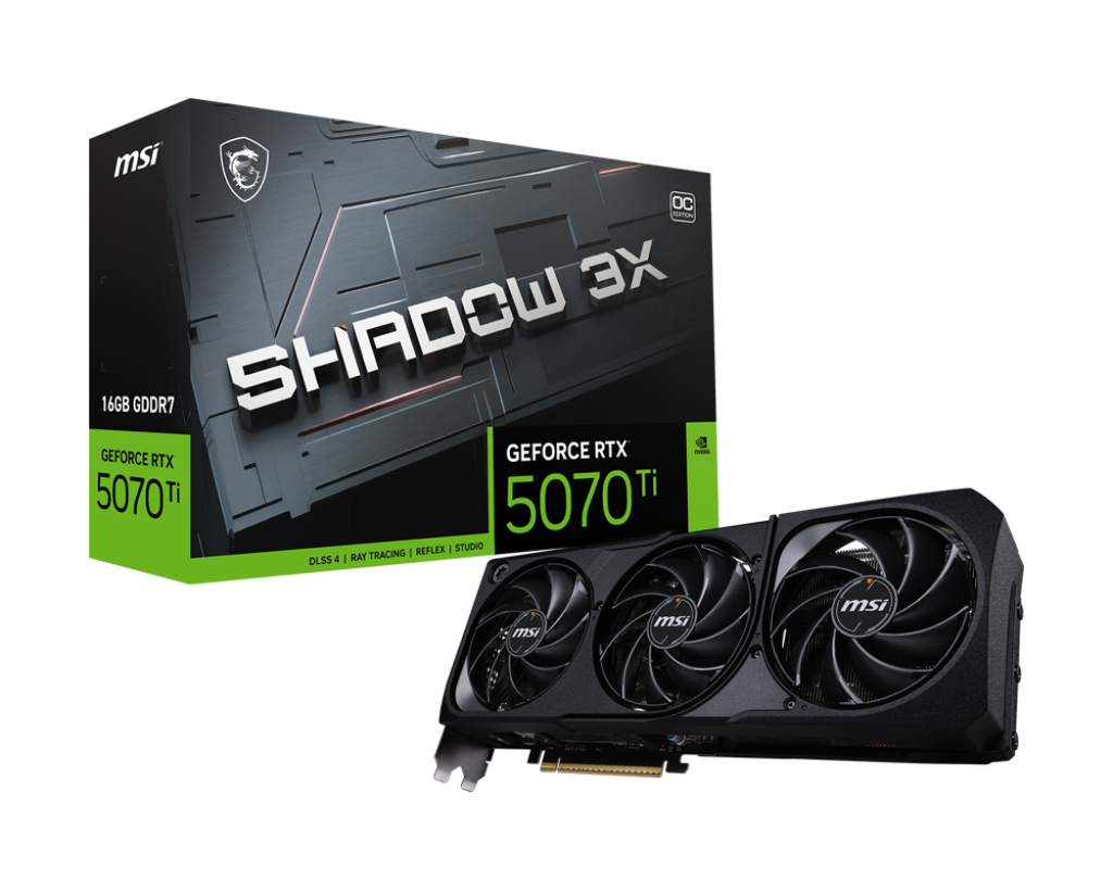 MSI nVIDIA Geforce RTX 5070TI 16G SHADOW 3X OC Triple Fan 3DP+HDMI