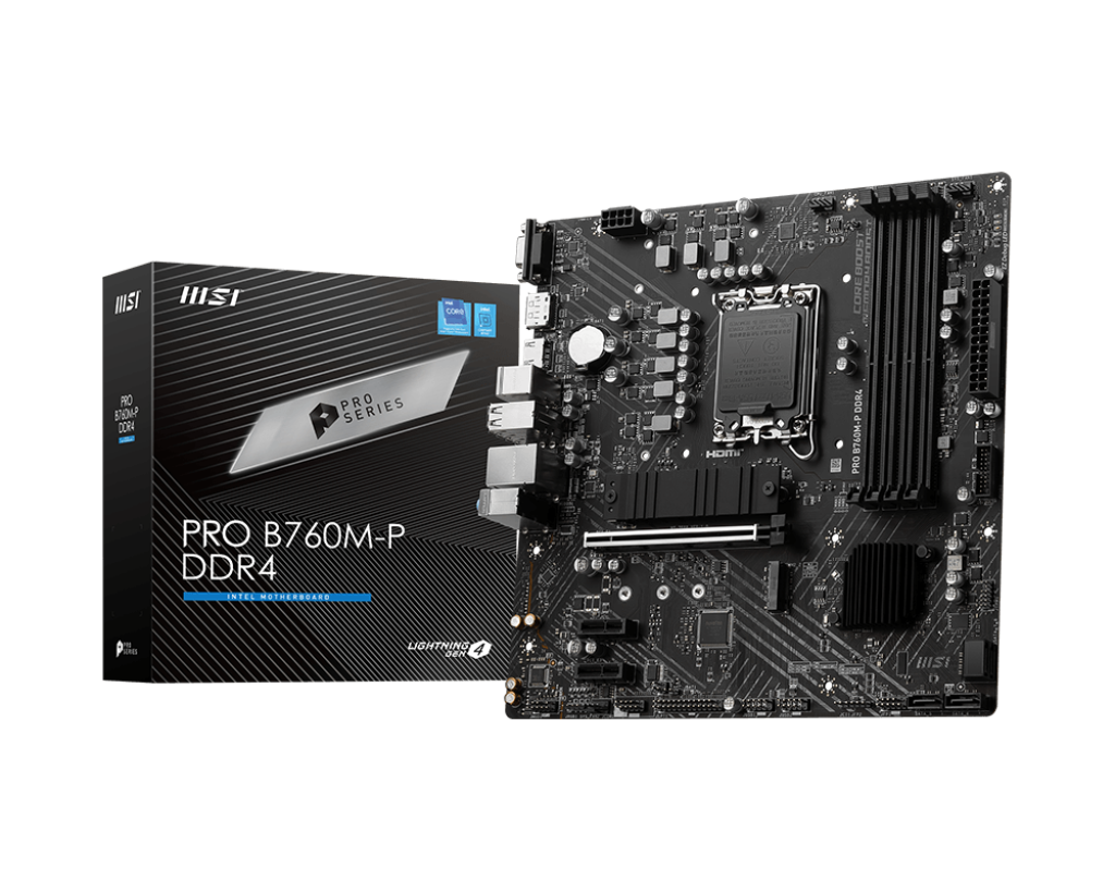 MSI PRO B760M-P DDR4 , Core™ i3/i5/i7/i9, 4DualDDR4 2133/2400/2666/2933/3200MHZ ,2XPCI-E, 1GB LGA1700