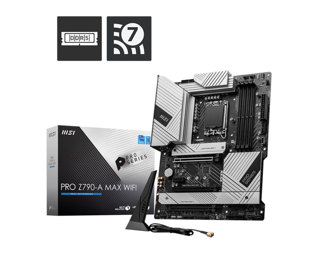 MSI PRO Z790-A MAX WIFI DDR5 , Core™ i3/i5/i7/i9, 4DualDDR5 5600/5400/5200/5000/4800MHZ ,2XPCI-E, 2.5GB LGA1700