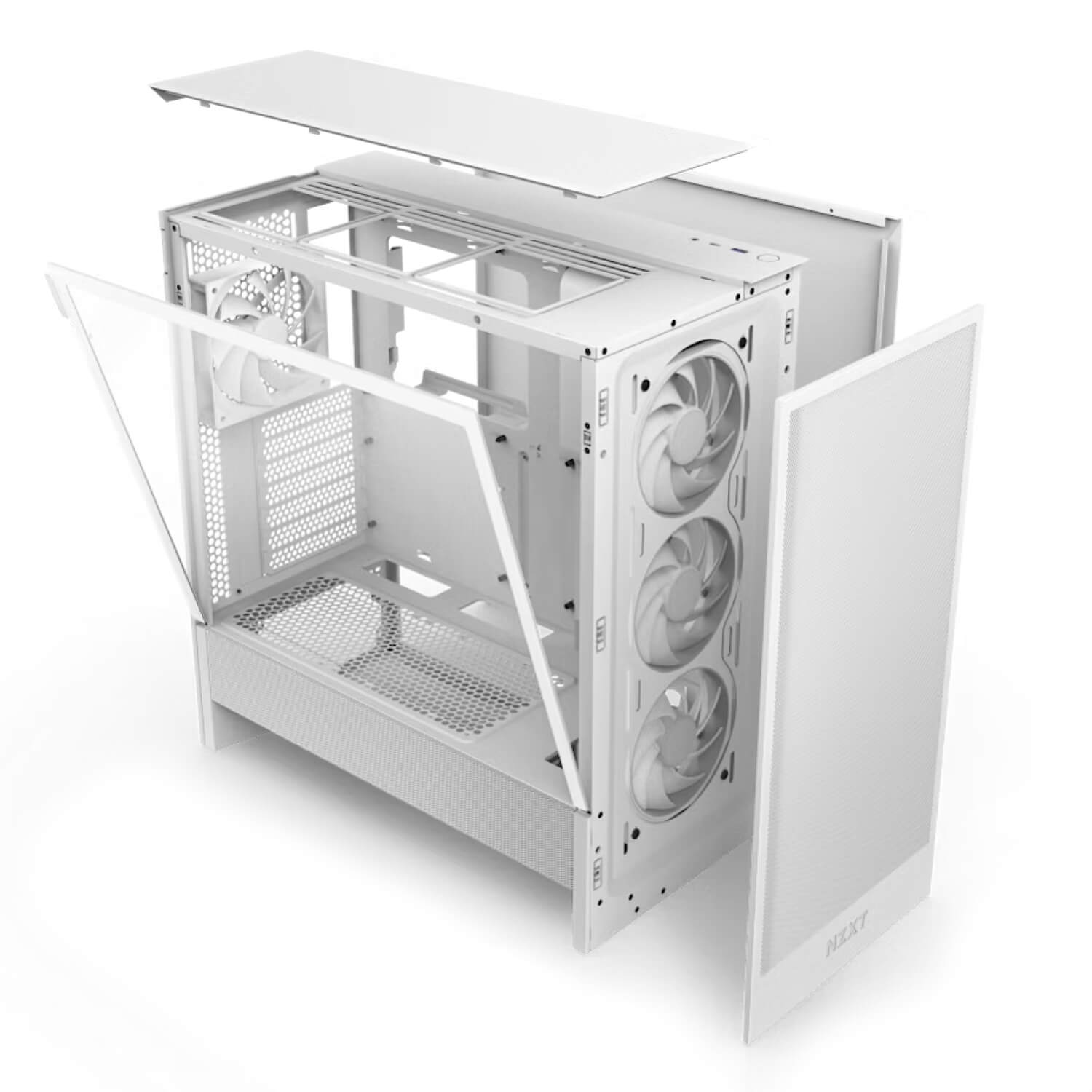 NZXT H5 Flow RGB (2024) - White,Tool-free, without PSU , 4X120mm RGB Fan, USB3.0, Audio & speaker