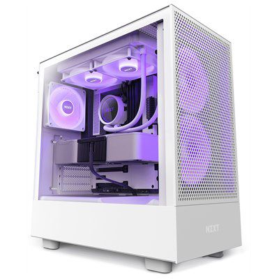 NZXT H5 FLOW WHITE - White,Tool-free, without PSU , 4X120mm Fan, USB3.0, Audio & speaker