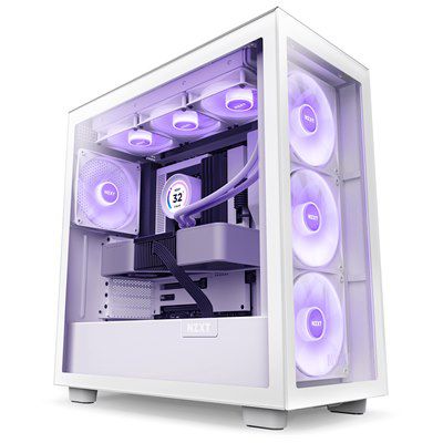 NZXT NZXT H7 ELITE RGB WHITE - White,Tool-free, without PSU , 4X120mm Fan, USB3.0, Audio & speaker