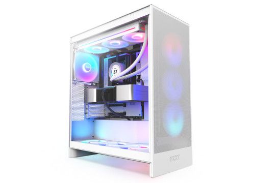 NZXT H7 Flow RGB WHITE ,Tool-free, without PSU , 4X120mm Fan, USB3.0, Audio & speaker