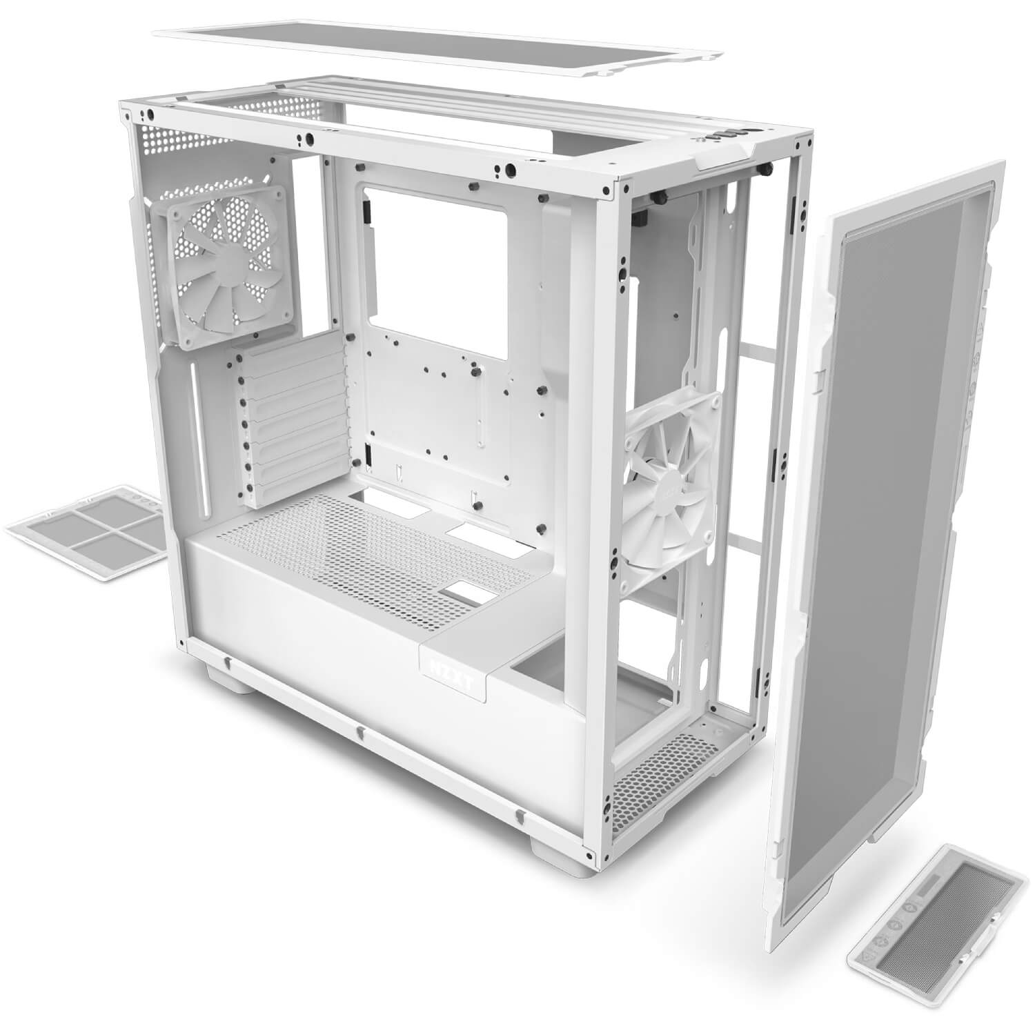 NZXT H7 Flow WHITE ,Tool-free, without PSU , 2X120mm Fan, USB3.0, Audio & speaker