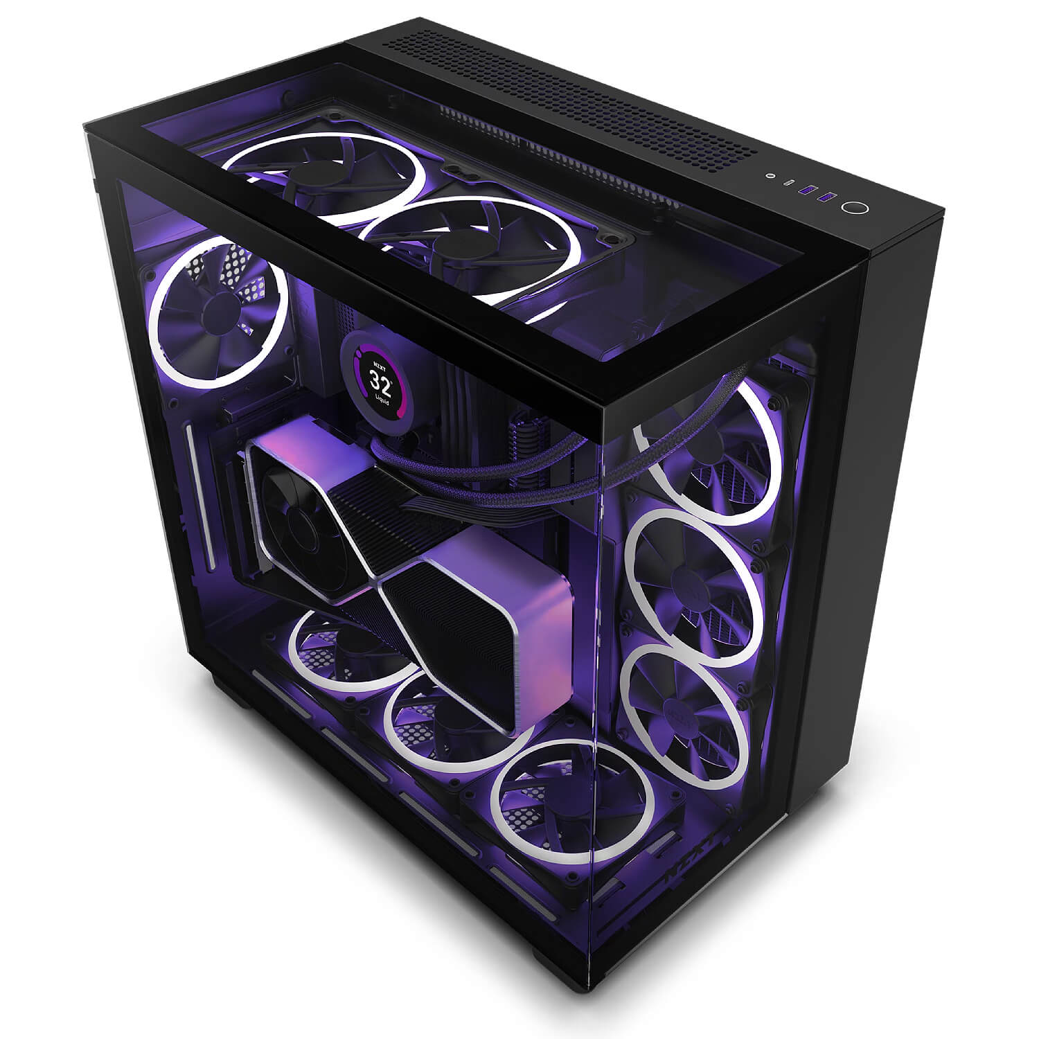 NZXT H9 ELITE Black ,Tool-free, without PSU , 4X120mm Fan, USB3.0, Audio & speaker