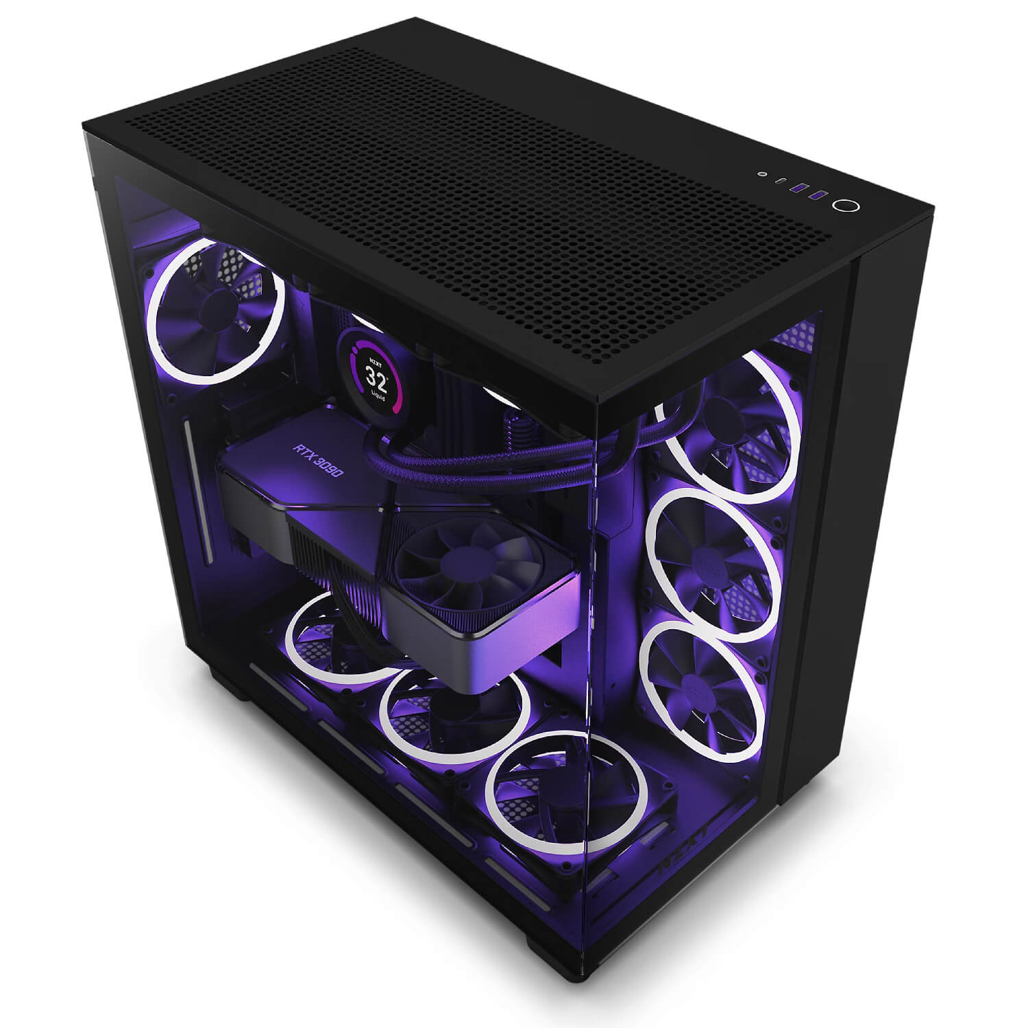 NZXT H9 FLOW Black ,Tool-free, without PSU , 4X120mm Fan, USB3.0, Audio & speaker