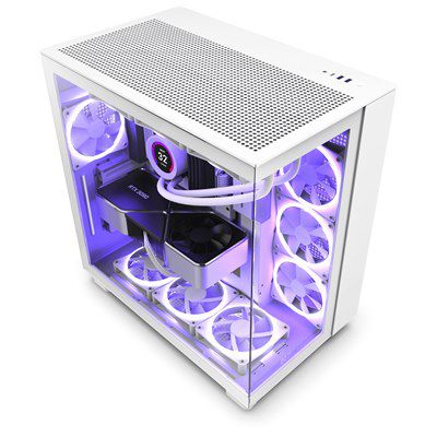 NZXT H9 FLOW WHITE - White,Tool-free, without PSU , 4X120mm Fan, USB3.0, Audio & speaker