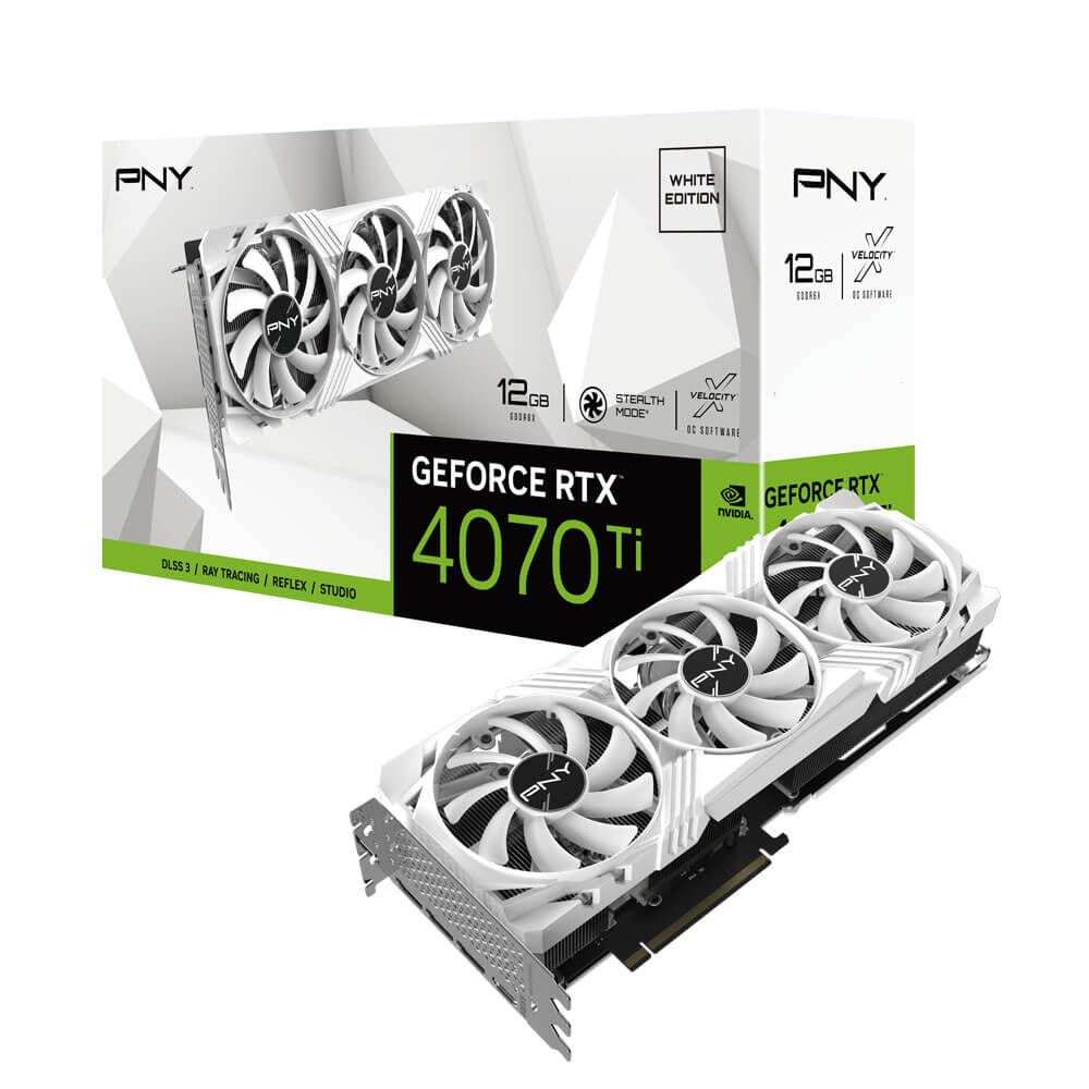 PNY nVIDIA Geforce 4070TI 12GB VERTO™ - White Edition LED Triple Fan DLSS 3 3DP+HDMI