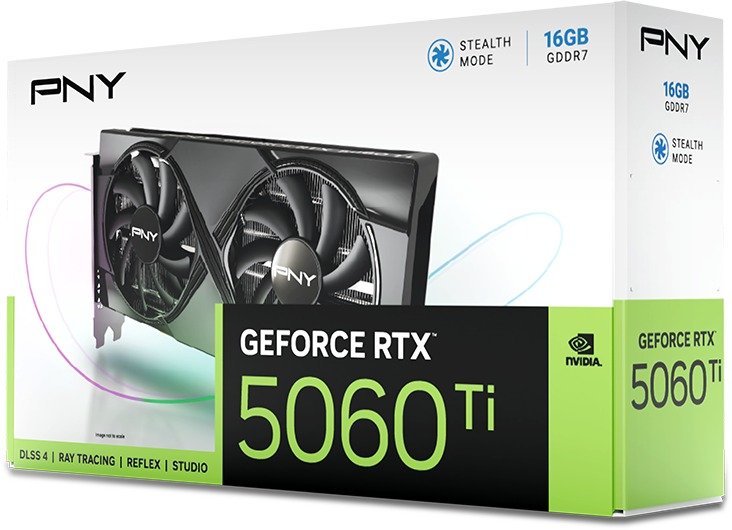 PNY nVIDIA Geforce 5060TI 16GB Overclocked Dual Fan DLSS 4 3DP+HDMI
