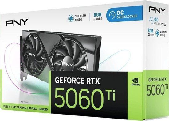 PNY nVIDIA Geforce 5060TI 8GB Overclocked Dual Fan DLSS 3 3DP+HDMI