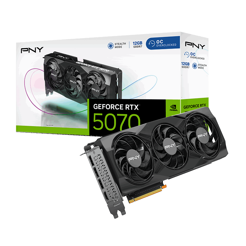 PNY nVIDIA Geforce RTX 5070 12GB GDDR7 Overclocked Triple Fan 3DP+HDMI