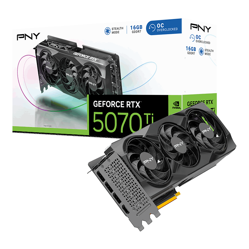 PNY nVIDIA Geforce RTX 5070TI 16GB GDDR7 Overclocked Triple Fan 3DP+HDMI