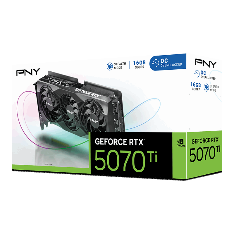 PNY nVIDIA Geforce RTX 5070TI 16GB GDDR7 Overclocked Triple Fan 3DP+HDMI