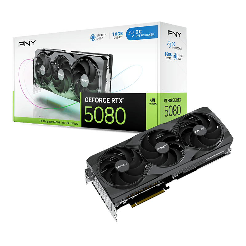 PNY GeForce RTX 5080 OC Triple Fan 16GB GDDR7 3DP+HDMI
