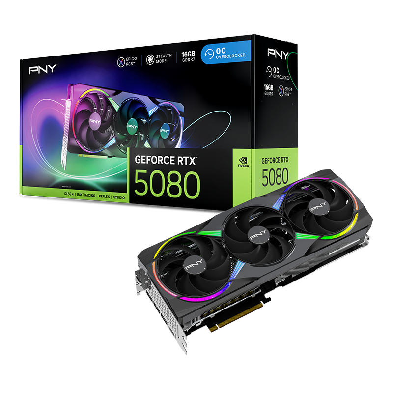 PNY GeForce RTX 5080 OC Triple Fan 16GB GDDR7 3DP+HDMI