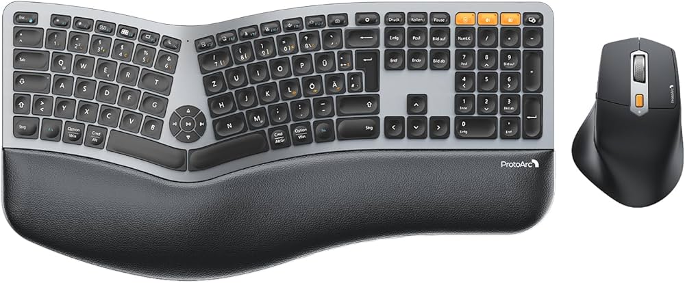 מקלדת ועכבר ארגונומיים אלחוטיים ProtoArc® EKM01 Plus Ergonomic Keyboard Mouse Combo ,WIN10/11 macOS certified, USB