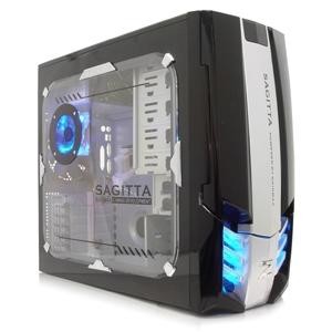 RAIDMAX SAGITTA Black+ WINDOW ,Tool-free, no PSU, 2X 120mm+ 80mm All Led + Temp Sensor, USB2.0, Audio & speaker