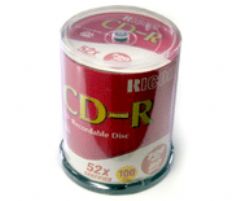 דיסקים לצריבה RICOH CDR X52 700MB 80MIN CAKE 100