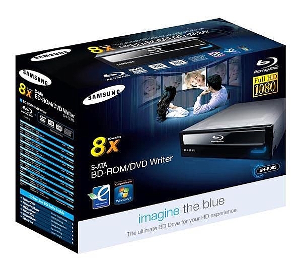 SAMSUNG SH-B083L X8 High Speed DVD+-RW + Blu-ray Reader Black SATA
