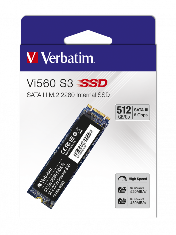 דיסק קשיח VERBATIM® Vi560G Internal S3 M.2 Sata SSD 512GB