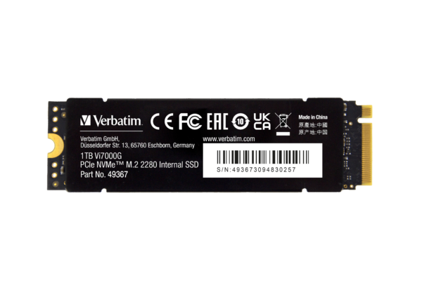 דיסק קשיח VERBATIM® Vi7000G Internal Gen4.0x4 NVMe M.2 SSD 1TB