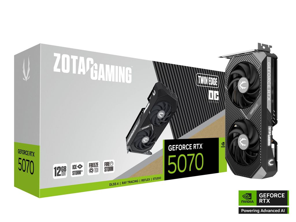 ZOTAC nVIDIA Geforce RTX 5070 12GB GDDR7 RTX 5070 Twin Edge OC Dual Fan 3DP+HDMI