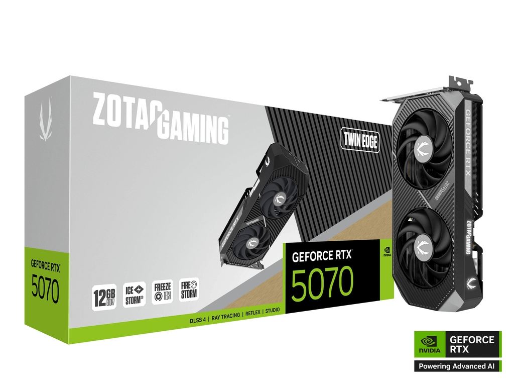 ZOTAC nVIDIA Geforce RTX 5070 12GB GDDR7 RTX 5070 Twin Edge Dual Fan 3DP+HDMI