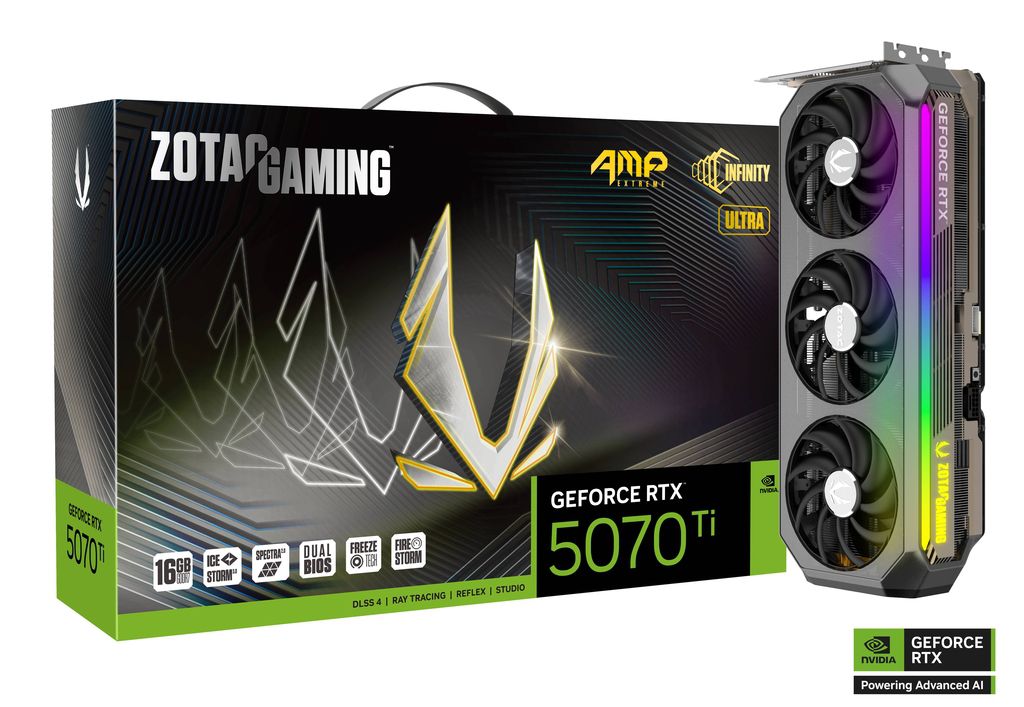 ZOTAC GAMING GeForce RTX 5070 Ti AMP Extreme INFINITY ULTRA Triple Fan 3DP+HDMI