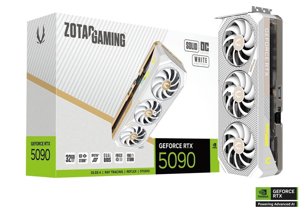 ZOTAC GAMING nVIDIA Geforce 5090 32GB GDDR7 SOLID OC White Edition Triple Fan 3DP+HDMI