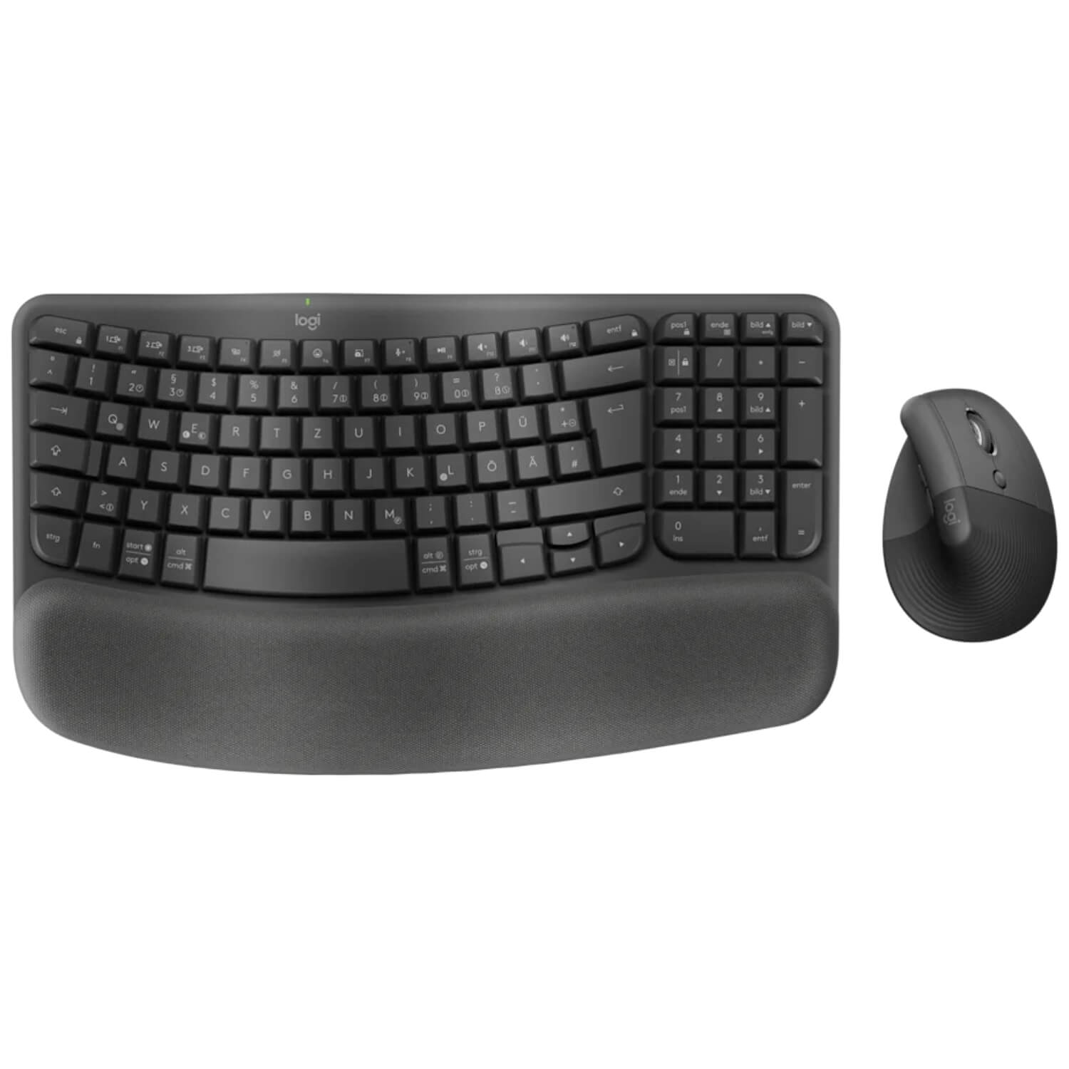 סט מקלדת ארגונומית ועכבר אלחוטיים Logitech® Wireless Wave Keyboard eng/heb and Lift Combo