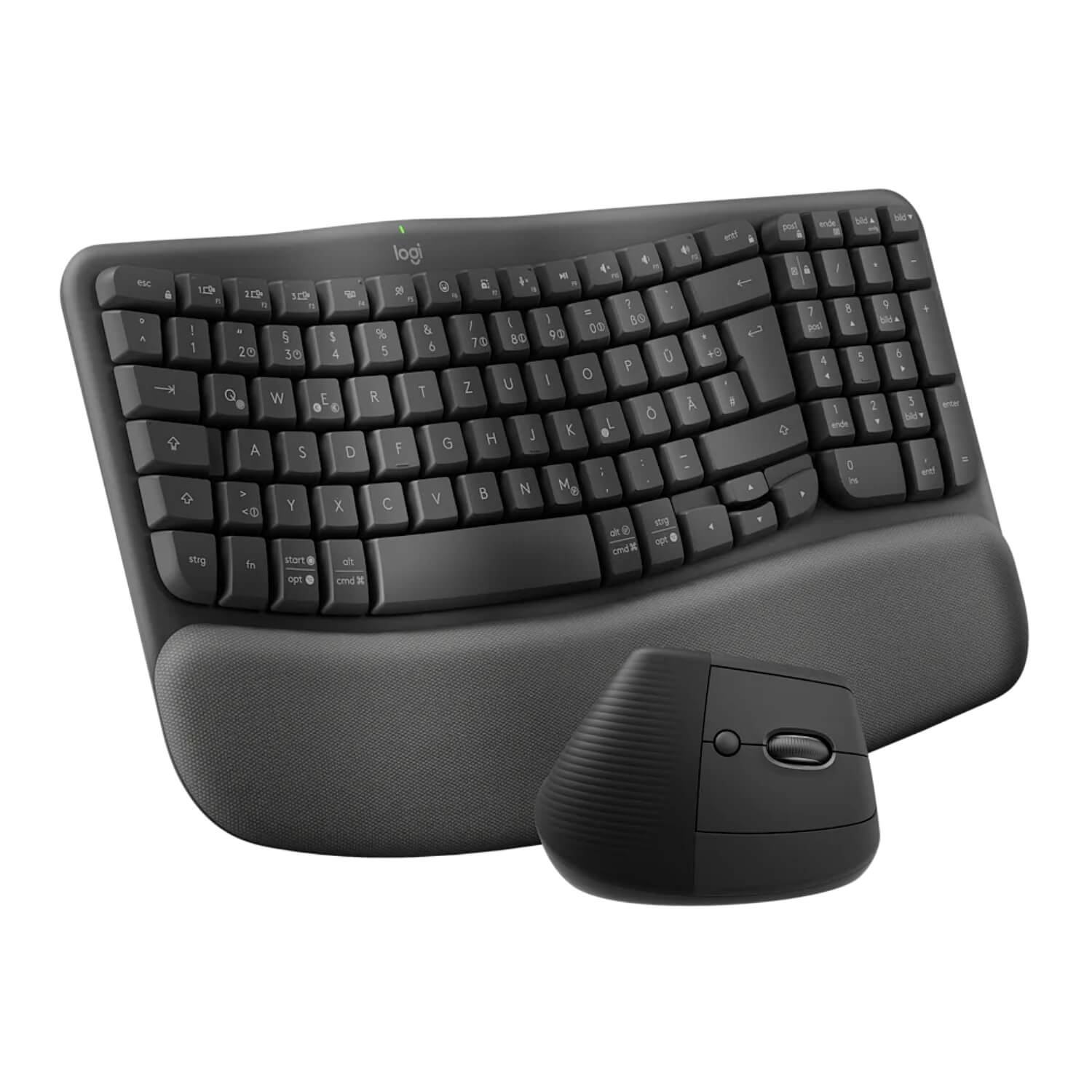סט מקלדת ארגונומית ועכבר אלחוטיים Logitech® Wireless Wave Keyboard eng/heb and Lift Combo