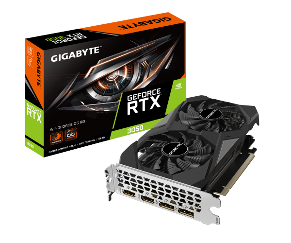 GIGABYTE nVIDIA Geforce GV-N3050WF2OC-6GD 6GDDR6 + Dual HDMI/ Dual DP, PCI-E