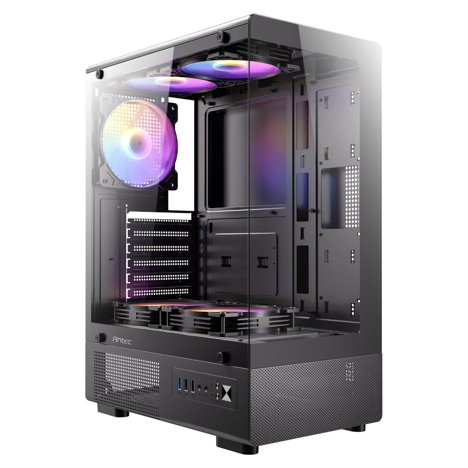 ANTEC VCX300 ARGB BLACK ,Tool-free, NO PSU ,5x12cm ARGB , USB3.0+2USB2.0, Audio & speaker