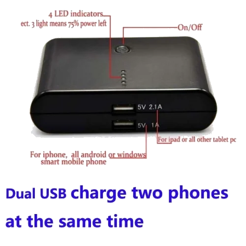 סוללה חיצונית 5600mAh להטענת סמארטפון, אייפון, גלקסי, טאבלט, וכל מכשיר בעל חיבור USB