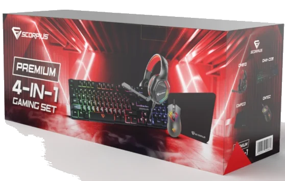 סט SCORPIUS 4-in-1 Advanced Gaming Combo Keyboard + Mouse + Headset +Mousepad, USB – תמונה 2