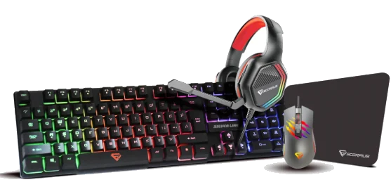 סט SCORPIUS 4-in-1 Advanced Gaming Combo Keyboard + Mouse + Headset +Mousepad, USB