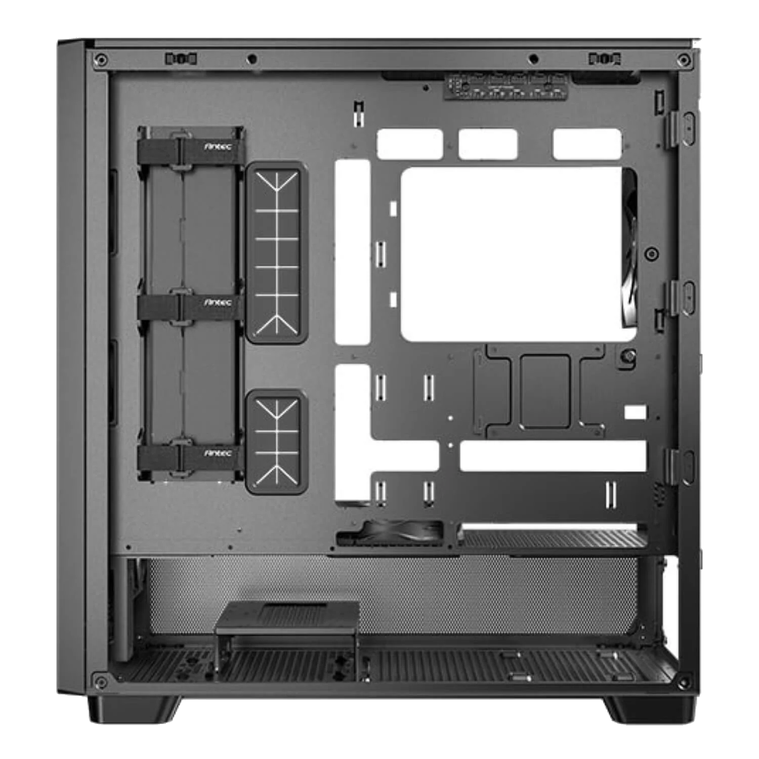 ANTEC FLUX SE BLACK ,Tool-free, NO PSU , 4X140mm +2X120mm Fan, 2USB3.0+USB3 Type-C , Audio & speaker – תמונה 5