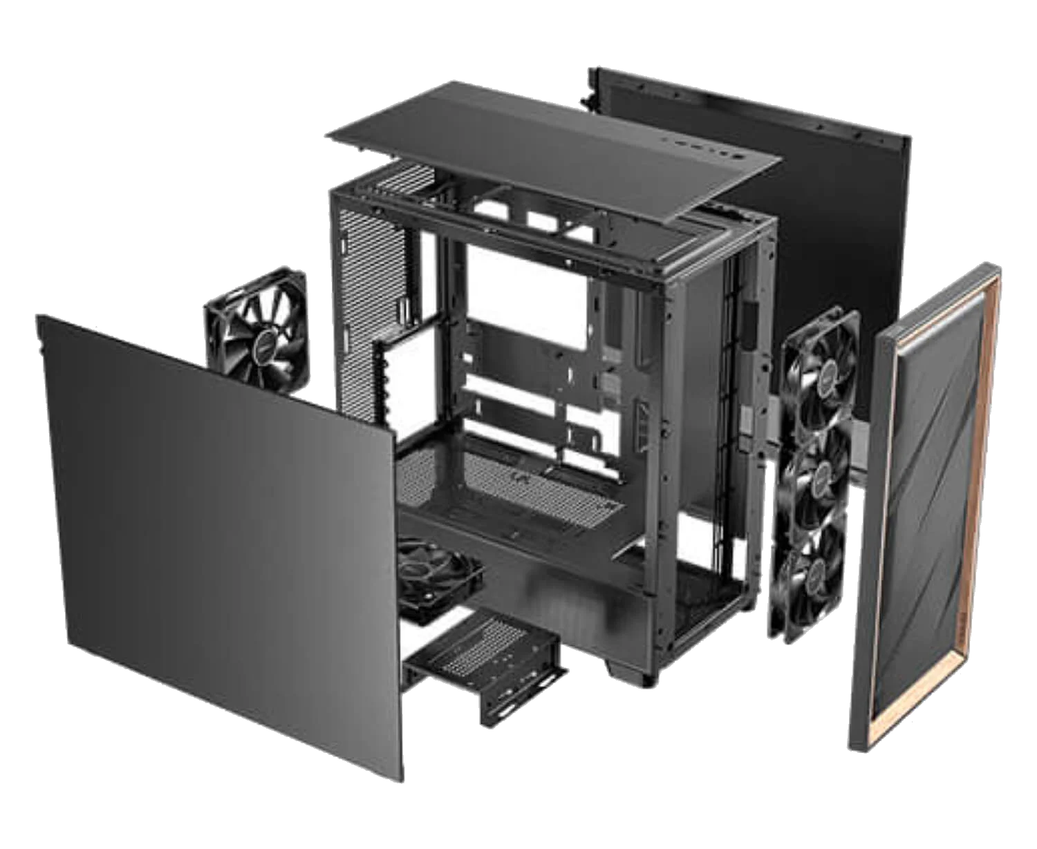 ANTEC FLUX SE BLACK ,Tool-free, NO PSU , 4X140mm +2X120mm Fan, 2USB3.0+USB3 Type-C , Audio & speaker – תמונה 6