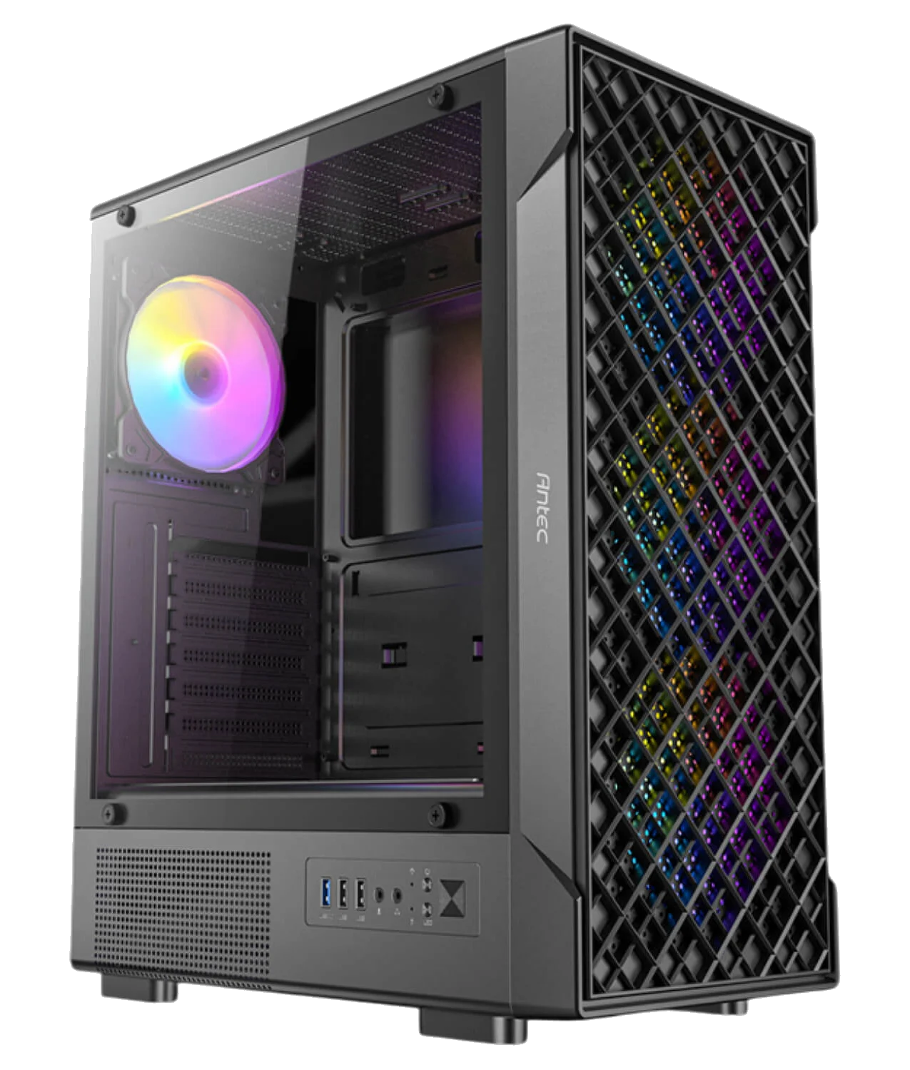 ANTEC VX320 ,Tool-free, NO PSU ,4x12cm ARGB Fan, 3USB2/3.0, Audio & speaker – תמונה 2
