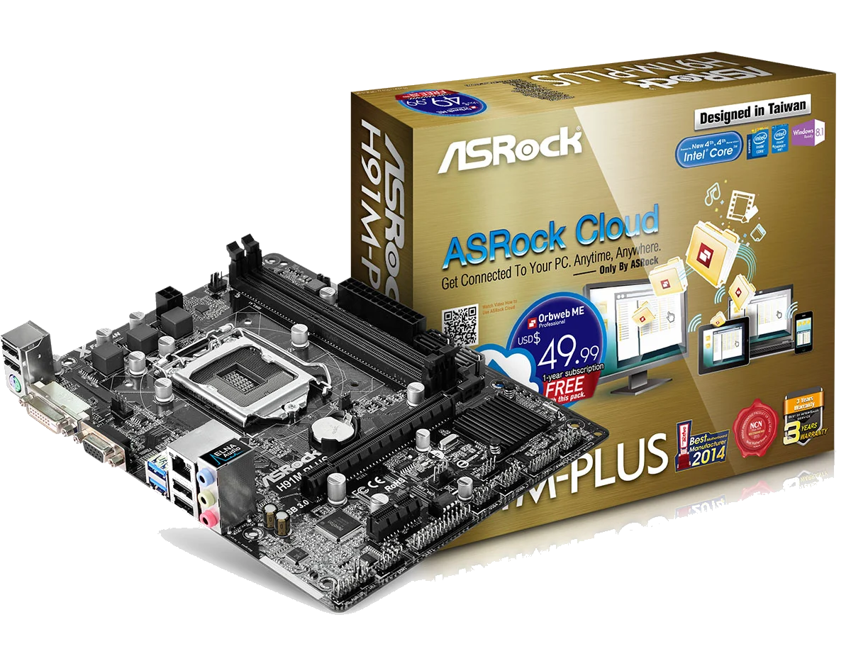 ASROCK H91M-PLUS ,DualDDR3 1600 ,8CH+LAN1000